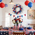 21" Patriotic Wreath for Front Door 4th of July Wreaths with Red White Blue Tulip Flowers&Berry for 250th Anniversary USA Memorial Day, Independence Day Home Porch Wall Outdoor Farmhouse Decoration