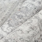 Gray Area Rug 6x9 for Living Room Washable Vintage Carpet Low Pile Non Slip Distressed Soft Traditional Retro Oriental Large Grey Accent Throw Rug Office Bedroom Dining Room Playroom