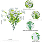 Artificial Fake Flowers Plants for Outdoors Spring Summer Decoration,Faux Flowers Silk Daisy Plants Greenery Realistic UV Resistant for Outside Planters Front Porch Patio Boxwood 16 Bundles Home White