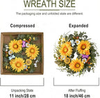 DecorbyHannah Spring Sunflower Summer Wreaths for Front Door Outside All Season, 18 Inch Artificial Flower Door Wreaths with Daisy and Bee, Sunflower Decor for Home Porch, Wedding Housewarming Gifts