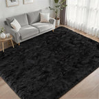 Fluffy 4x6 Area Rugs for Living Room Bedroom: Ultra Soft Shag Rug Non-Slip Non-Shedding Small Plush Bedside Rug Indoor Floor Carpets for Kids Room Playroom Entryway Nursery Dorms Home Decor Black