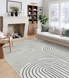 Lahome Abstract 9x12 Area Rugs for Living Room Bedroom, Soft Washable Rugs 9x12, Ultra-Thin Non-Slip Modern Dining Room Rug Non-Shedding Accent Carpet for Office, Grey/Beige