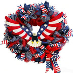 Patriotic Wreath for Front Door Red White Blue Wreath 4th of July Wreaths for Door Wall Memorial Day Decor Independence Day Hanging Decoration for Outside Home Farmhouse Holiday (Eagle)
