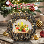 Christmas Snow Globe Lantern Water Glittering Lantern with Snowman 8 Music Songs & 6H Timer Christmas Snow Globes USB & Battery Operated for Christmas Festival Decorations Gifts (Bridge-Snowman)