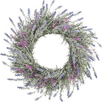Lavender Wreaths for Front Door Summer Spring Easter Wreaths for Front Door Artificial Farmhouse for Wall Window Party Wedding Porch Room Home Decor(22 Inch)