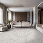 Modern Micro Loop Indoor Area Rugs for Living Room Bedroom Kitchen Geometric Trellis White 5x7 Luxury Durable Low and High Pile Non-Shedding Stain Resistant Soft Area Carpet 5 x 7