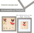 12x12 Picture Frame, Grey Woodgrain 12 x 12 Picture Frames Matted to 8 x 8,Square 12 x 12 Frame with Real Glass,Rustic Wooden 12x12 Photo Frame Wall for Home Decor Gifts