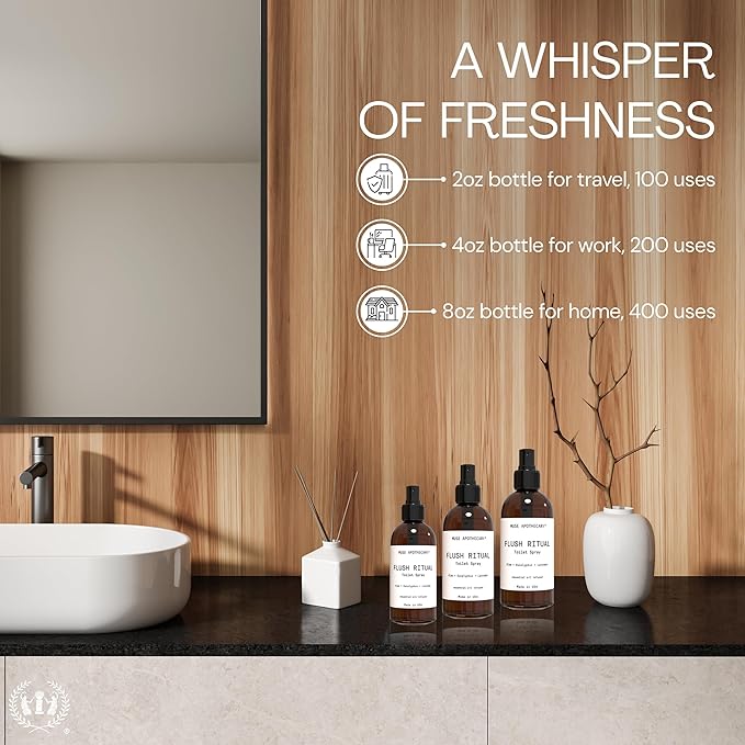 Muse Apothecary Flush Ritual - Aromatic & Refreshing Toilet Spray, Use Before You Go, 4 oz, Infused with Natural Essential Oils - Fresh Citrus, Pack of 2