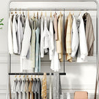 STORAGE MANIAC Hanging Closet Rod, Adjustable Width and Height Closet Hanging Organizer, Space-Saving Clothes Hanging Bar, Closet Extender Hanging Rod Double Closet Hanging Rod, 2 Pack Black