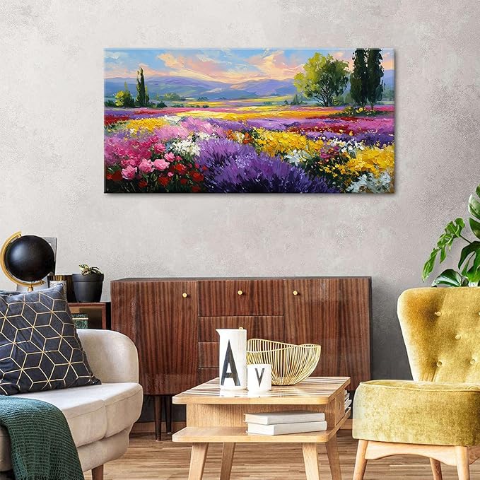 Flower Wall Art Vintage White Floral Canvas Pictures Abstract Blooming Flower Prints Painting Large Abstract Botanical Blossom Wall Decor Elegant Artwork for Bedroom Living Room Home Decoration 24x48"