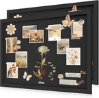 AKTOP 2 Pack Black Cork Board Bulletin Board with Linen 20" X 30", Large Framed Corkboard for Wall, Hanging Pin Board Picture Board for Home Office Decor, Cute Vision Board with Pushpins