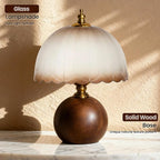 11.8" Decorative Wooden Table Lamp with Frosted Glass Shade, Dimmable Bedside Nightstand Lamp with E26 Socket & 6ft Cord, Small Accent Lamp for Bedroom & Living Room (Gradient)