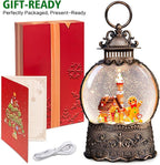 Christmas Snow Globes Lantern, Gingerbread Man Musical Snow Globes with Swirling Glitter Effects, USB/Battery Powered with 6-Hour Timer, Christmas Decorations