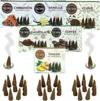 TRUMIRI Gourmet Incense Cones - Variety Pack - Total 60 Cone Incense (6 Scents x 10 Conos) - Vanilla, Cinnamon, Coffee, Chocolate, Clove, Ginger - Cone Incense Scents - Insense Cones - Incent Cone