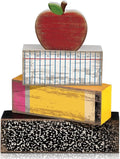 Lineshading 4 Pcs Back to School Table Decorations Retro Red Apples Decor Back to School Tiered Tray Decor Apple Centerpieces Rustic Wood Pencil Block Sign Farmhouse Gifts for Home Shelf Mantel
