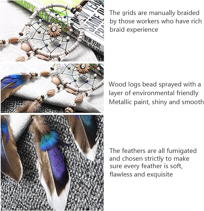 Dream Catcher for Car, Handmade Bohemian Style Rearview Mirror Hanging Decor with Feathers & Beads, Good Luck Charm for Safe Travel, Car Accessories for Women (Popular Picks)