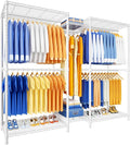 Ulif E12 Pro Clothes Rack，Heavy Duty Freestanding Garment Rack with Shelves，Metal Clothing Closet Storage System for Hanging Clothes，71" W x 16" D x 76.5" H, Hold 960 lbs，White