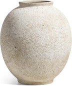 Large White Ceramic Vase - 9.8 Inch Rustic Farmhouse Vase for Home Decor, Minimalist Tall Vases for Living Room, Table, Bathroom, Holiday & Weddings (Sandstone Yellow)