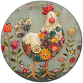 Chicken And Flower Metal Sign Vintage Tin Sign Round Sign Aluminum Sign for Farmhouse Kitchen Outdoor Outside Home Backyard Wall Decor 8 Inch