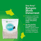 EarthKind Stay Away Moths - Moth Deterrent for Closet, Pantry & More - DIY Pest Control Pouches for Moths - with Cedarwood Oil & Geranium Oil - 6-Pack with Extended Release Pouch Pod
