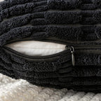 MIULEE Pack of 2 Corduroy Decorative Throw Pillow Covers 16x16 Inch Soft Boho Striped Pillow Covers Modern Farmhouse Home Decor for Halloween Sofa Living Room Couch Bed Black
