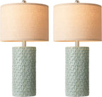 PARTPHONER 23" Modern Ceramic Table Lamp Set of 2, Table Lamps for Living Room, Rustic Farmhouse Bedside Lamps Nightstand lamp for Bedroom, Desk Lamp for End Table Home Decor Light Green