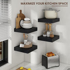 Venusmiles Square Floating Shelves for Wall, 12" W x 12" D x 2" H, 2 Pack of Small Wall Mounted Engineered Wood Shelves with Invisible Brackets for Living Room, Bedroom, Bathroom, Kitchen Decor, Black