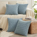Fancy Homi 4 Packs Decorative Throw Pillow Covers for Living Room Couch Bed, Modern Farmhouse Boho Home Décor Accent Cushion Case, 24" x 24", Light Blue