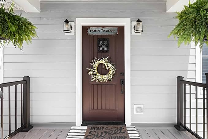 Metal Porch Therapy Sign 4x16 In Vintage Metal Wall Art Plaque for Home Decor Bathroom Kitchen and Gothic Style Wall Decorations