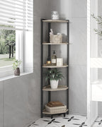 Hzuaneri Corner Shelf Stand, Corner Bookshelf, Storage Standing Shelf Unit with Metal Frame, Plant Stand, Bookcase for Living Room, Home Office, Bedroom, 5-Tier Greige CS05905B