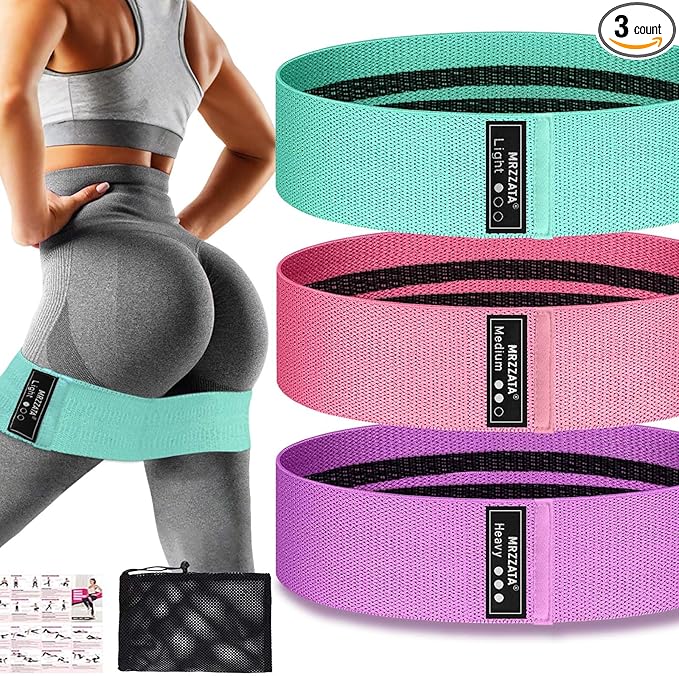 Resistance Bands for Working Out Hip and Legs, Fabric Booty Bands Set, Widen Exercise Bands for Women Men, Pilates Stretch Yoga Starter Set