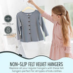 25 Premium Kids Velvet Hangers - 14" Non-Slip Clothes Hangers for Kids & Preteens - Ultra Slim, Space-Saving, Strong & Durable Hangers with 360° Swivel Hook - Beige