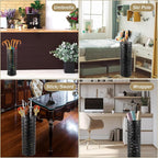 Umbrella Stand Rack, Free Standing Round Metal Umbrella Holder, Walking Sticks Umbrella Bins Waterproof Umbrella Storage Rack 16.5 x 6 inch Hollow Umbrella Storage Bucket for Indoor Home Office(black)