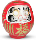 Japanese Daruma Doll 4.7 inch Red, Takasaki Handmade Good Luck Ornament for Display and Goal Setting, Traditional Craft from Japan