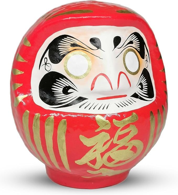 Japanese Daruma Doll 4.7 inch Red, Takasaki Handmade Good Luck Ornament for Display and Goal Setting, Traditional Craft from Japan