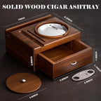 Father Day Gifts Wood Cigar Ashtray Cigarettes Ashtrays for Indoor Outdoor Patio Home Office Use Square Wooden Brown Cigar Ash Tray Father s Day Gift Ideas for Men with GIFT BOX(with Drawer)