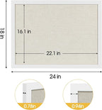 AKTOP White Cork Bulletin Board with Linen 18" X 24", Large Framed Corkboard for Wall, Hanging Pin Board Picture Board for Home Office Decor, Cute Vision Board with Pushpins