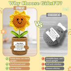 Gifts for Mom Mothers Day Birthday Gifts- Positive Crochet Sunflower, Funny Cute Small Sunflower Gift for Mom Bonus Mother in Law from Daughter Son Positive Emotional Support Pickle Gift