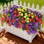 Artificial Fake Flowers for Outdoor, 6 Bundles UV Resistant Faux Plants Decoration Silk Flowers No Fade Plastic Flowers for Outside Planters Home Porch Patio Yard Garden Decor