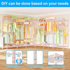 Ulif E13 Heavy Duty Clothes Rack（With 4 Hanger Rods & 8 Shelves） Freestanding Clothing Racks for Hanging Clothes，Adjustable Closet Organizer，Metal Garment Rack 63" W x16 D x77 H，Max Load 900LBS，Pink