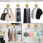 3 Pack Belt Hanger for Closet Organizer, 2026 Upgraded Tie Hangers for Space Saving & Storage, 360° Rotatable & Foldable Hooks, Large Capacity Rack for Tank Top, Bra, Purse (Natural)