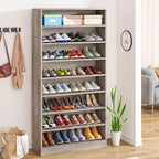 Tribesigns 2PCS Shoe Cabinet, 9 Tiers 40-45 Pairs Heavy Duty Wood Freestanding Shoe Storage Cabinet, 70.8'' Tall Shoe Cabinet with Open Storage for Entryway (Beige Gray)