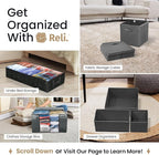 Reli. Sock Organizer (4 Pack) | 16+24 Cell Underwear Organizer | Drawer Dividers for Underwear, Socks, Ties, Belt | Foldable Fabric Storage Bins for Drawer, Closet, Dresser | 11.8 x 11.8 x 3.5 (Gray)