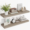 Acovy 36 Inch Floating Shelves, 3D Textured Wood Grain, 36"x9.25"x1.5" Inch Deep Floating Shelves for Wall, Wooden Shelves for Bathroom, Bedroom, Living Room, Vintage Gray Oak, 2 Pieces