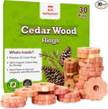 Cedar Blocks for Clothes Storage - Raimarket 30 Pack Cedar Rings - 100% Natural Aromatic Cedar Wood Chips for Closets, Wardrobe, Drawers & Shelves - Scented Wardrobe Freshener- Moisture Absorption