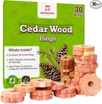 Cedar Blocks for Clothes Storage - Raimarket 30 Pack Cedar Rings - 100% Natural Aromatic Cedar Wood Chips for Closets, Wardrobe, Drawers & Shelves - Scented Wardrobe Freshener- Moisture Absorption