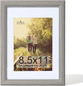 KTKDE 8.5 X 11 Picture Frame,Display Pictures 6x8 with Mat or 8.5 x 11 Without, Tempered Glass, 8.5 by 11 Gray Wooden Frames Wall or Tabletop Frame,Certificate Document Diploma Award Frame best gift