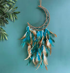 Green Dream Catchers, Large Moon Dream Catcher for Bedroom, Perfect Handmade Dream Catchers Wall Decor Hanging Ornament Art Craft Gift(Green Moon)