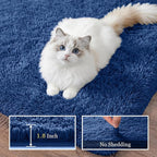 6x9 Area Rugs for Living Room Bedroom: Ultra Soft Fluffy Shag Rug Upgrade Non-Slip Non-Shedding Large Fuzzy Plush Carpet Indoor Floor Carpets for Kids Room Playroom Nursery Dorms Home Decor Blue