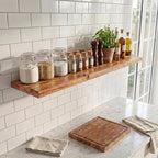 48 Inch Floating Shelves, Solid Wood Wall Shelves, 8 Inch Deep Floating Shelf – for Bathroom, Bedroom, Living Room, Kitchen, Home Decor & Storage, Heavy-Duty Wooden Shelf Wall-Mounted, Set of 1